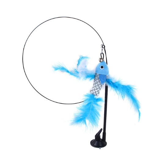 Interactive Sucker Bird Simulation for Cats, Feather Bird with Bell, Stick Toy for Kitten, Playing Wand Teaser, Cat Supplies