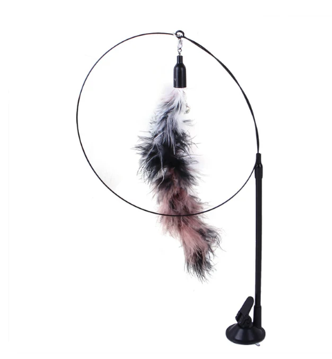 Interactive Sucker Bird Simulation for Cats, Feather Bird with Bell, Stick Toy for Kitten, Playing Wand Teaser, Cat Supplies